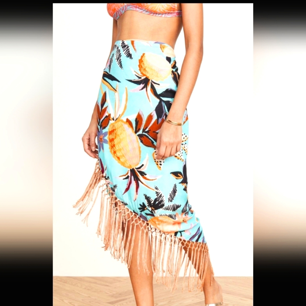 Farm Rio Pineapple Sarong Wrap Cover-up, Reversible NWOT